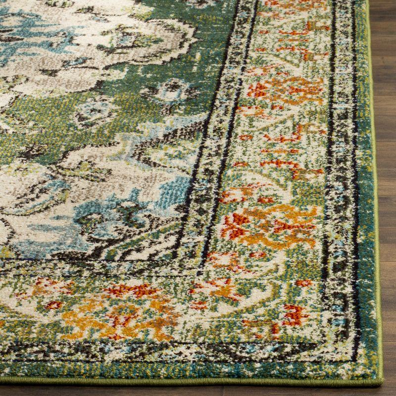 Bohemian Chic Light Blue & Forest Green Synthetic Area Rug - 5'1" x 7'7"