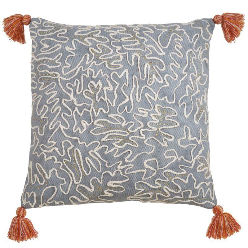 Duck Egg Blue Cotton Tasseled Decorative Pillow Cover