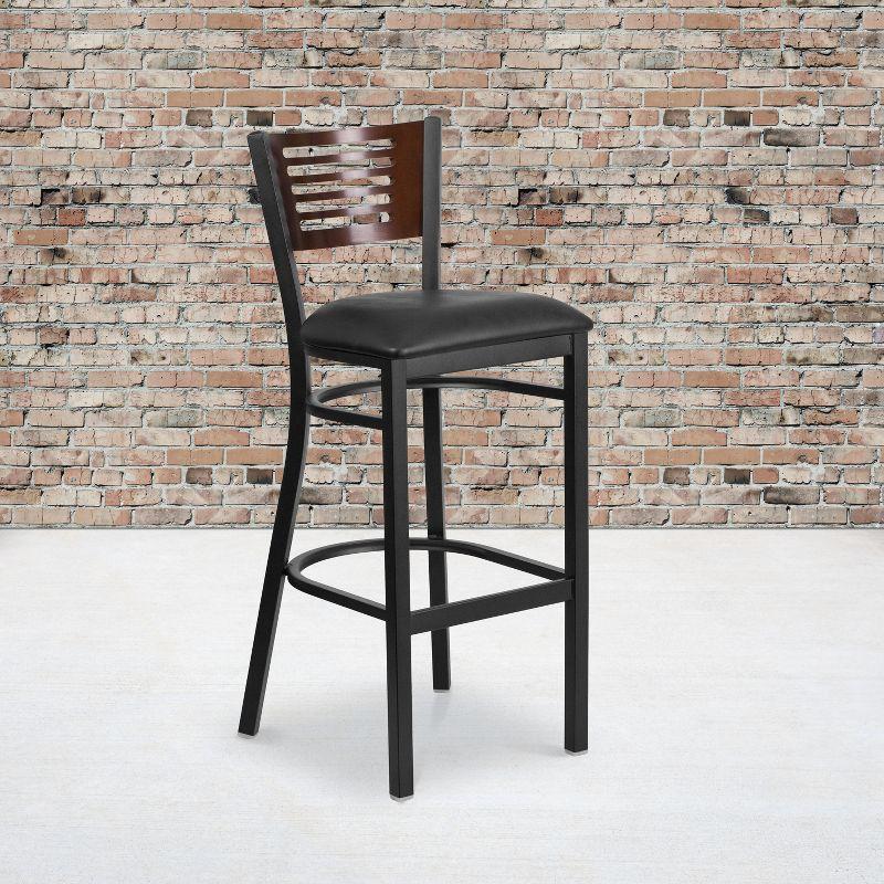 Flash Furniture Black Decorative Slat Back Metal Restaurant Barstool