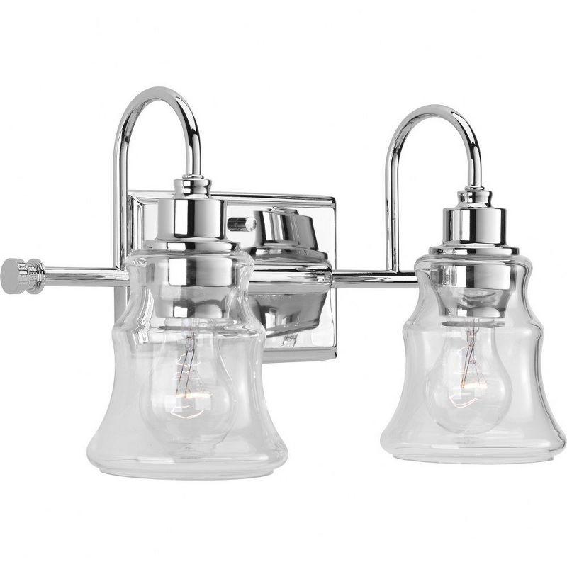 Polished Chrome 2-Light Bath Vanity with Clear Glass Shades