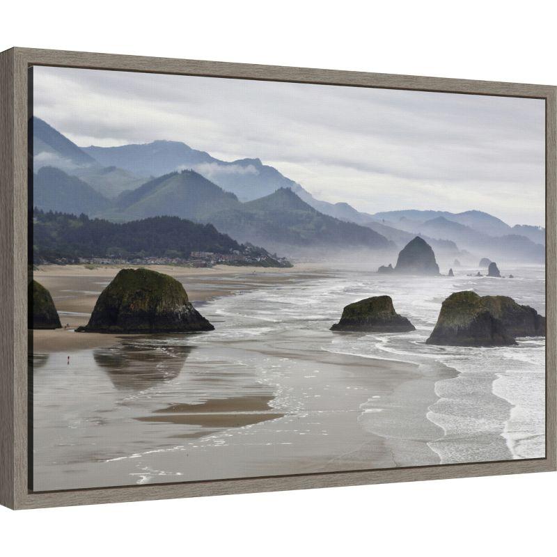 Amanti Art Cannon Beach fog rises over the coastline by Jaynes Gallery Danita Delimont Canvas Wall Art Print Framed 23 x 16-in.