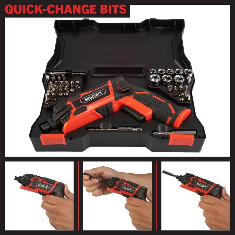 45-Piece 4V Cordless Screwdriver Set (Red) by Stalwart