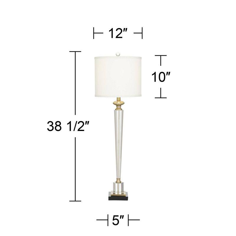 Vienna Full Spectrum Lana Modern Table Lamp 38 1/2" Tall Clear Crystal Glass Column White Drum Shade for Bedroom Living Room Bedside Nightstand Office