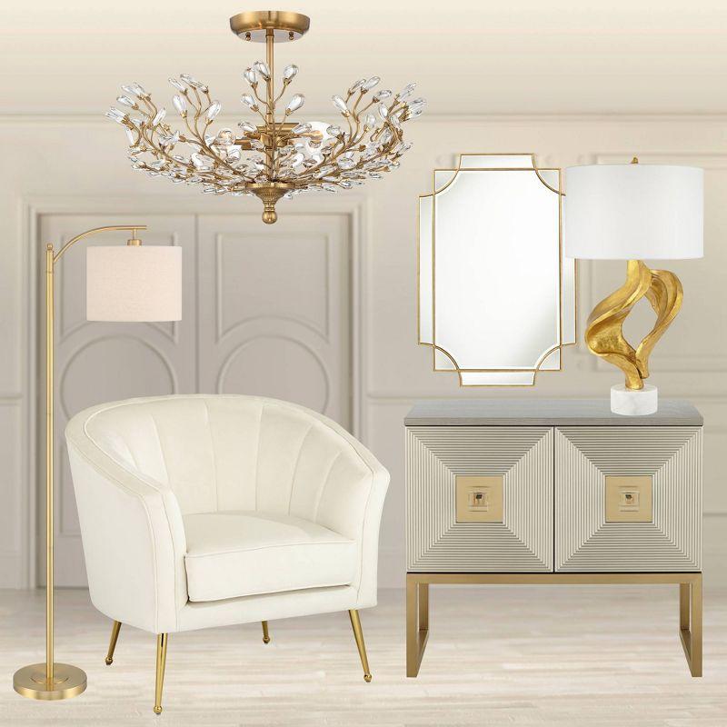 Vienna Full Spectrum Brielle Modern Ceiling Light Semi Flush Mount Fixture 18 1/2" Wide Brass Vine Leaf 4-Light Clear Crystal Glass for Bedroom House