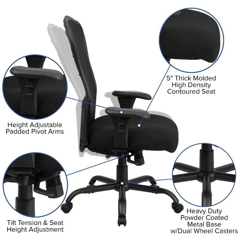 Flash Furniture HERCULES Series 24/7 Intensive Use Big & Tall 400 lb. Rated Black Mesh Multifunction Synchro-Tilt Ergonomic Office Chair