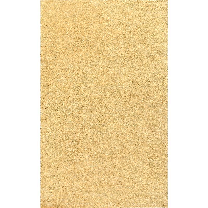4'x6' Haze Solid Low-Pile Area Rug, Mustard - JONATHAN Y