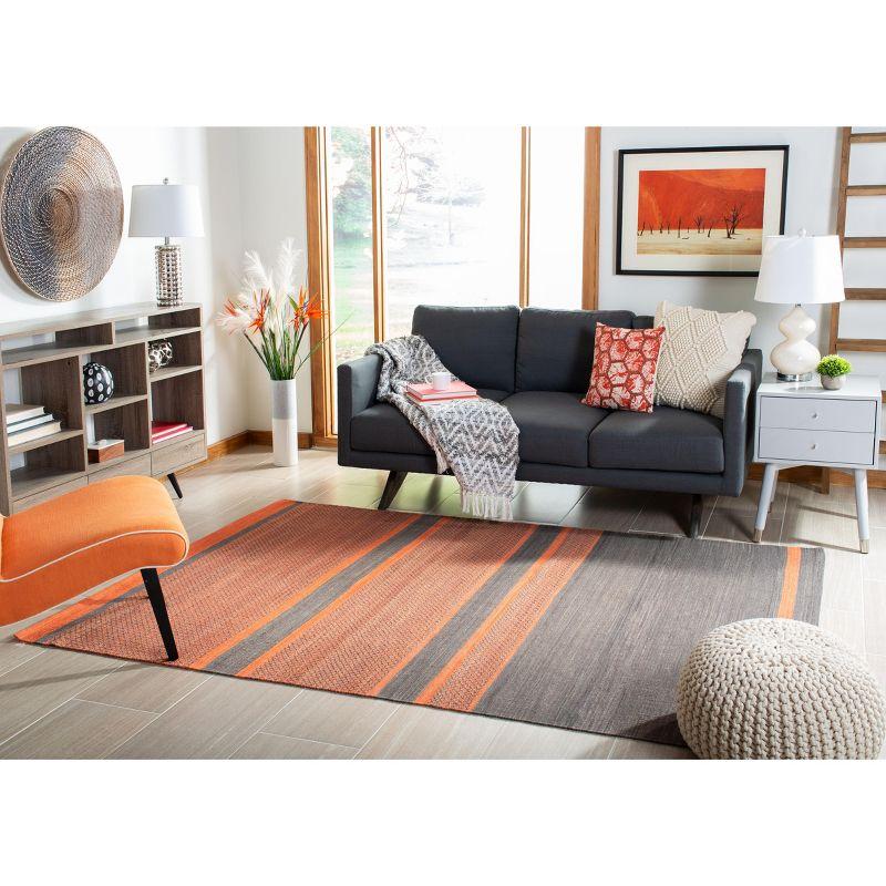 Kilim KLM952 Hand Woven Area Rug - Dark Grey/Orange - 5'x8' - Safavieh.