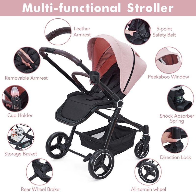 Foldable Baby Stroller, High Landscape Pushchair for Newborn