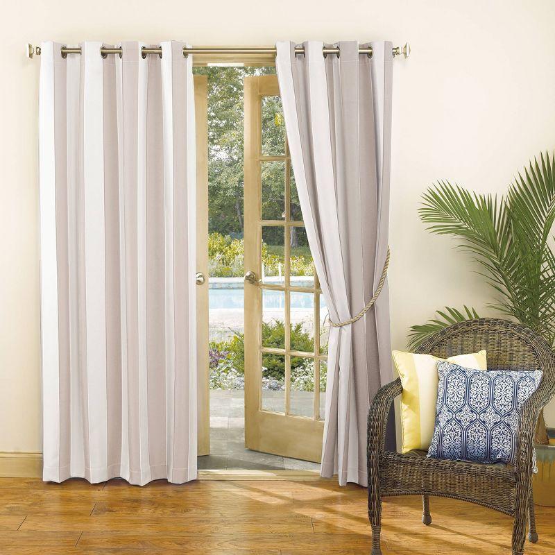 Sun Zero Room Darkening Valencia Striped UV Protectant Grommet Indoor/Outdoor Curtain Panel