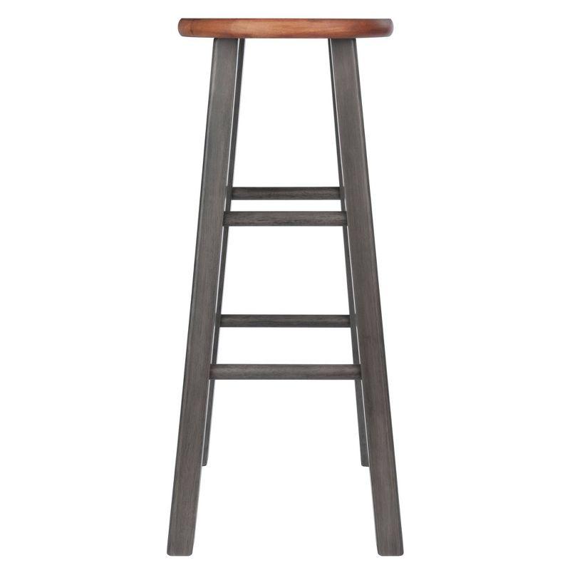 Transitional Rustic Teak & Gray Wood 29" Bar Stool