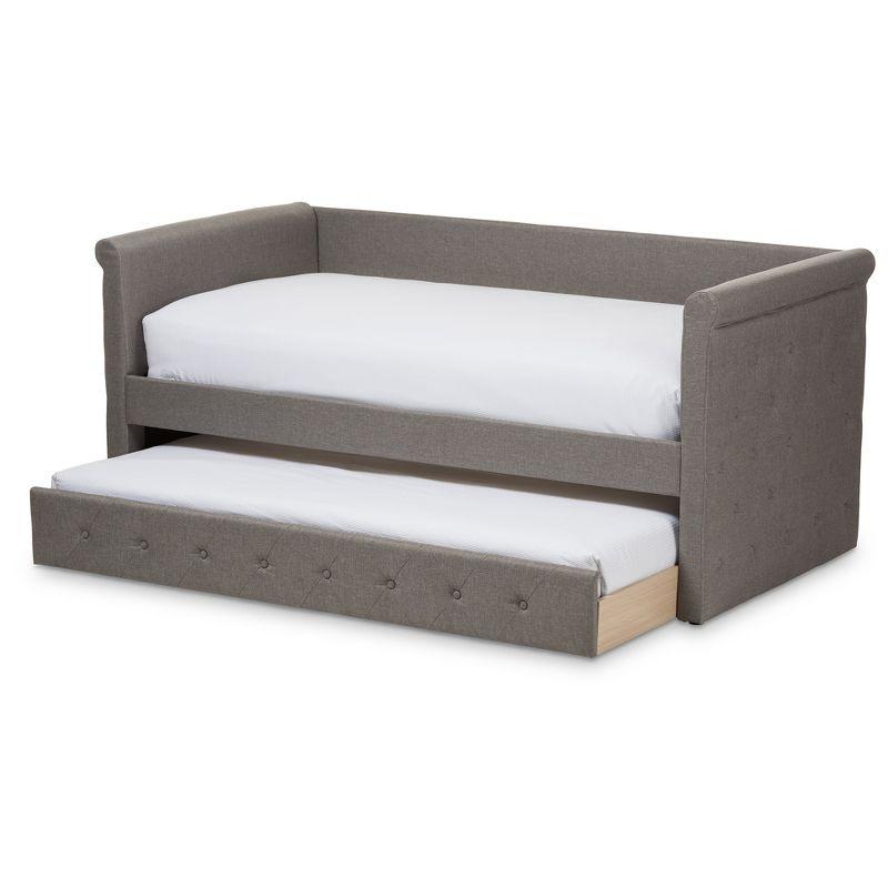 Twin Gray Upholstered Wood Frame Daybed with Trundle