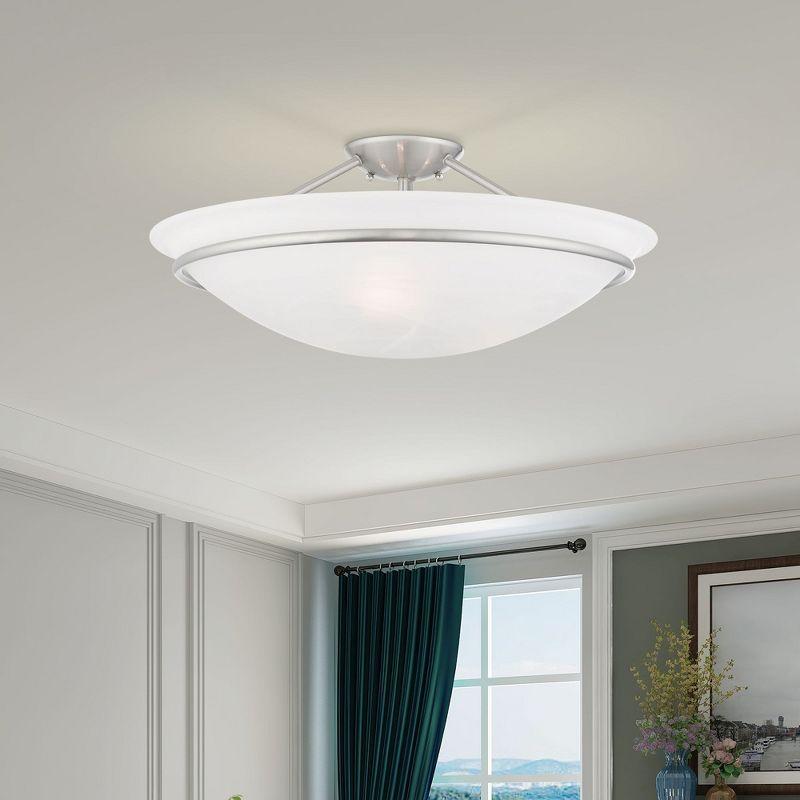 Livex Lighting Newburgh 3 - Light Semi-Flush Mount in  Brushed Nickel