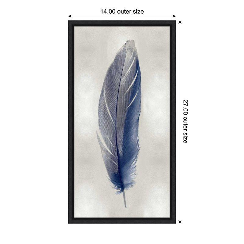 Amanti Art Blue Feather on Silver II by Julia Bosco Canvas Wall Art Print Framed 14-in. x 27-in. in Sylvie Black