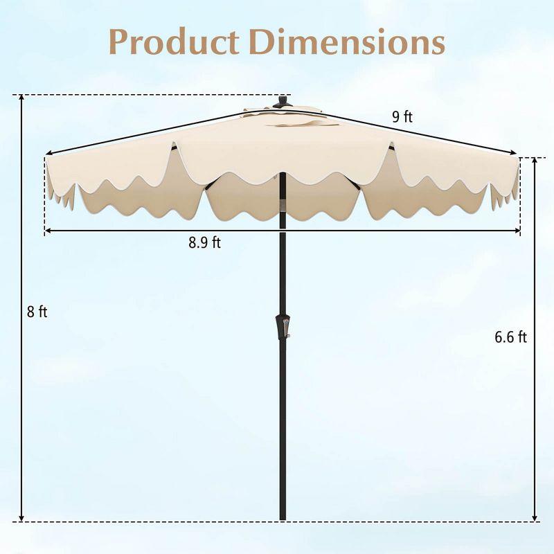 Costway 9 FT Patio Umbrella 2-Tier Market Table Umbrella with Sun-Protective Canopy Beige