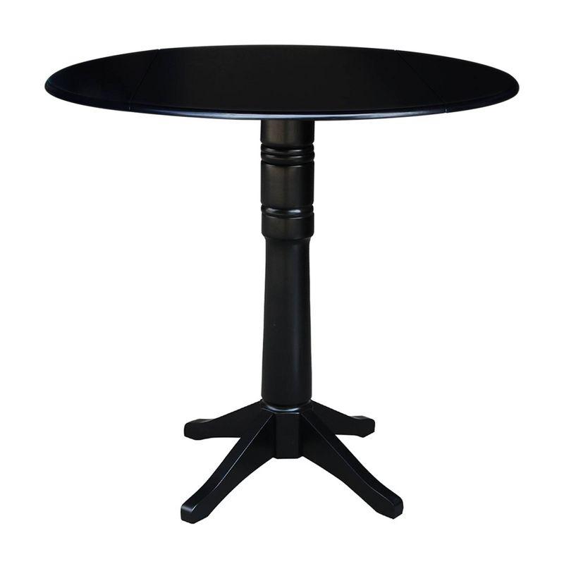 42.3" Sandon Bar Height Round Dual Drop Leaf Dining Table Black - International Concepts