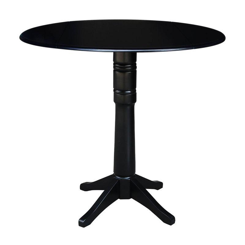 Black Round Extendable Wood Bar Height Pedestal Table