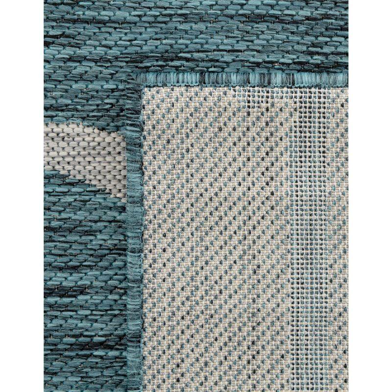 Unique Loom 6' 1 x 9' 0 Rectangle Indoor/Outdoor Botanical Teal Area Rug