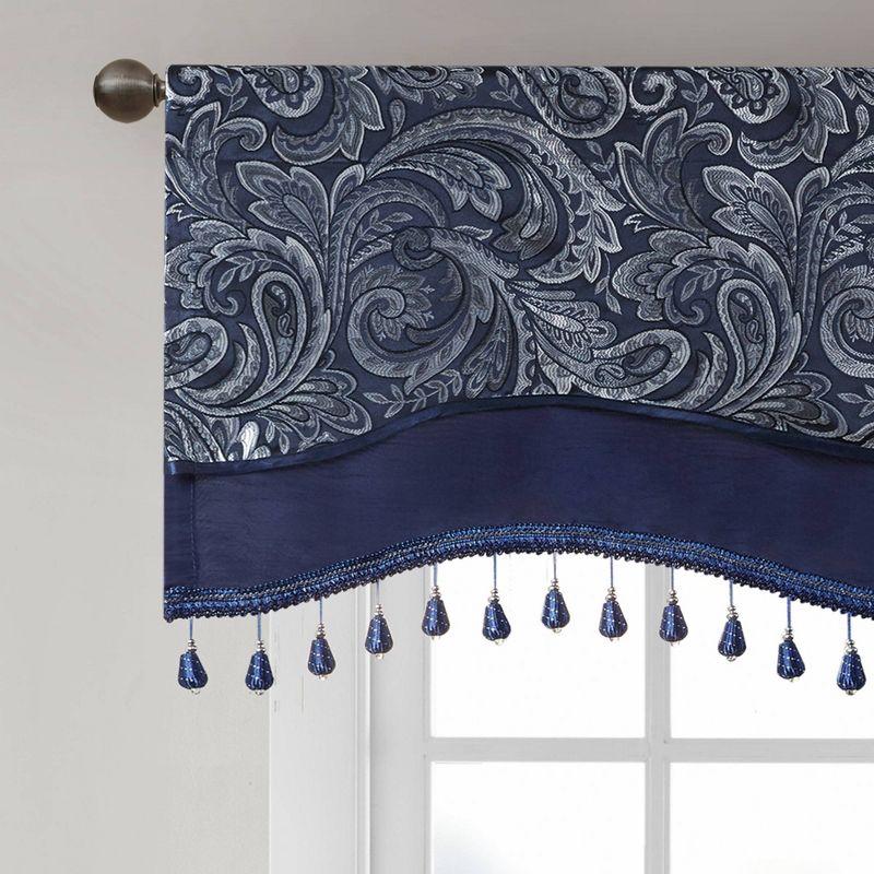 Aubrey Jacquard Window Rod Pocket Valance With Beads