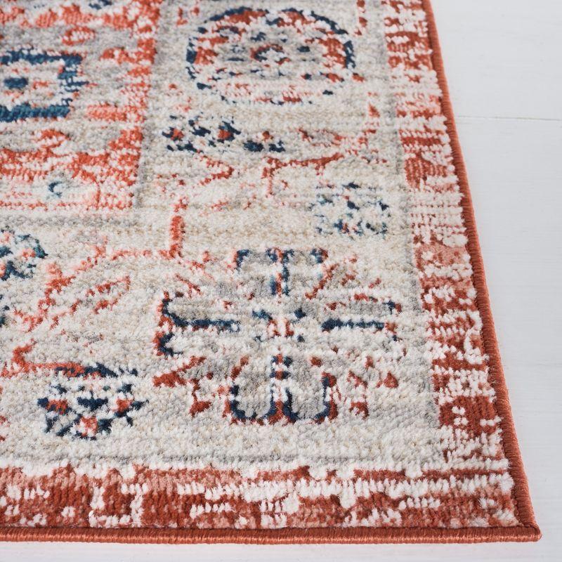 Rust and Ivory Synthetic Square Area Rug 6'7"