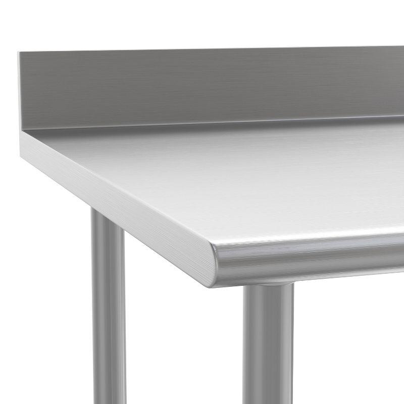 Flash Furniture Commercial Stainless Steel Kitchen Prep and Work Table with Shelf and Backsplash