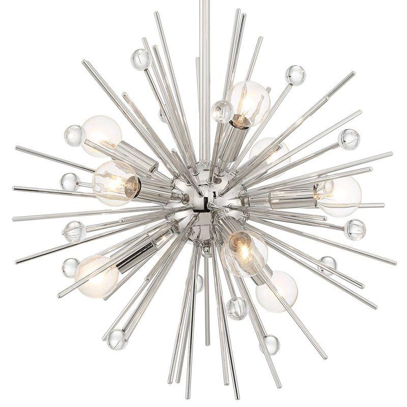 Possini Euro Design Janae Polished Nickel Sputnik Chandelier 18" Wide Modern Crystal 9-Light Fixture for Dining Room House Kitchen Island Entryway