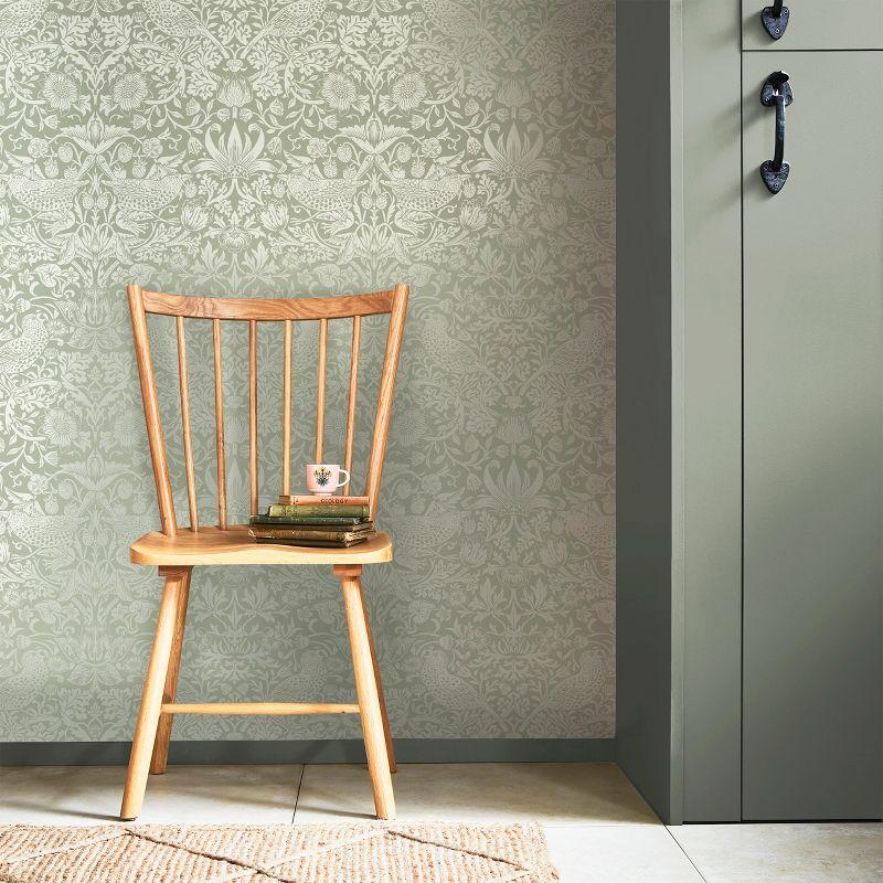 William Morris at Home Strawberry Thief Fibrous Sage Wallpaper