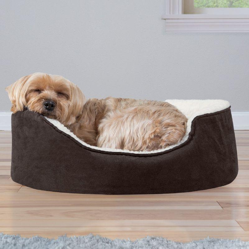 FurHaven Faux Sherpa & Suede Oval Dog Bed
