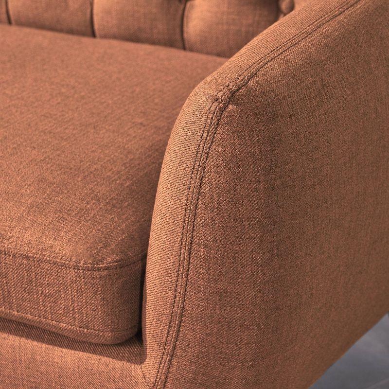 Bernice Petite Mid Century Modern Tufted Sofa Orange - Christopher Knight Home: Comfortable Upholstered Loveseat