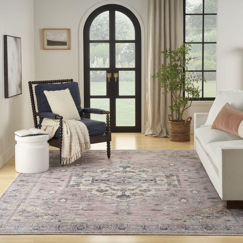 Nourison Washable Brilliance Medallion Indoor Rug Blush 5'3" x 7'3"