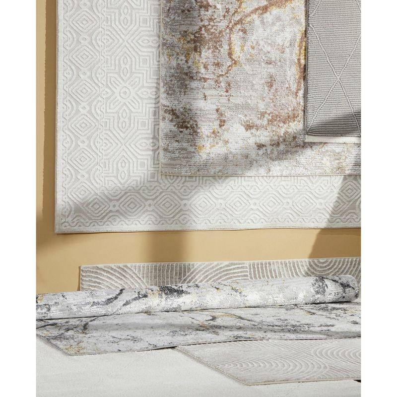 TOWN & COUNTRY LUXE Maya Medallion Indoor Area Rug with High-Low Texture, Ivory/Greige