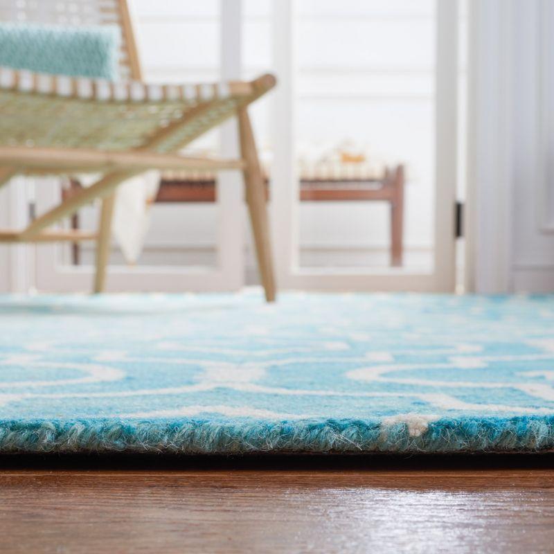 Ivory Turquoise Hand-tufted Wool Rectangular Accent Rug