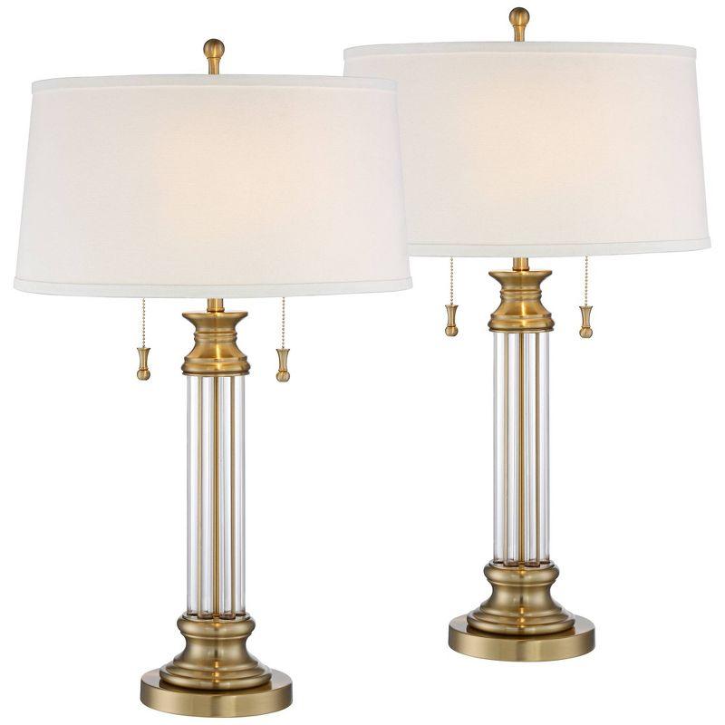 Vienna Antique Brass and Clear Glass Table Lamps Set of 2