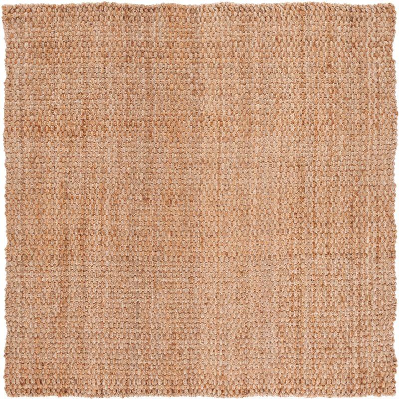 Hand-Knotted Geometric Square Wool Area Rug - 6' Natural