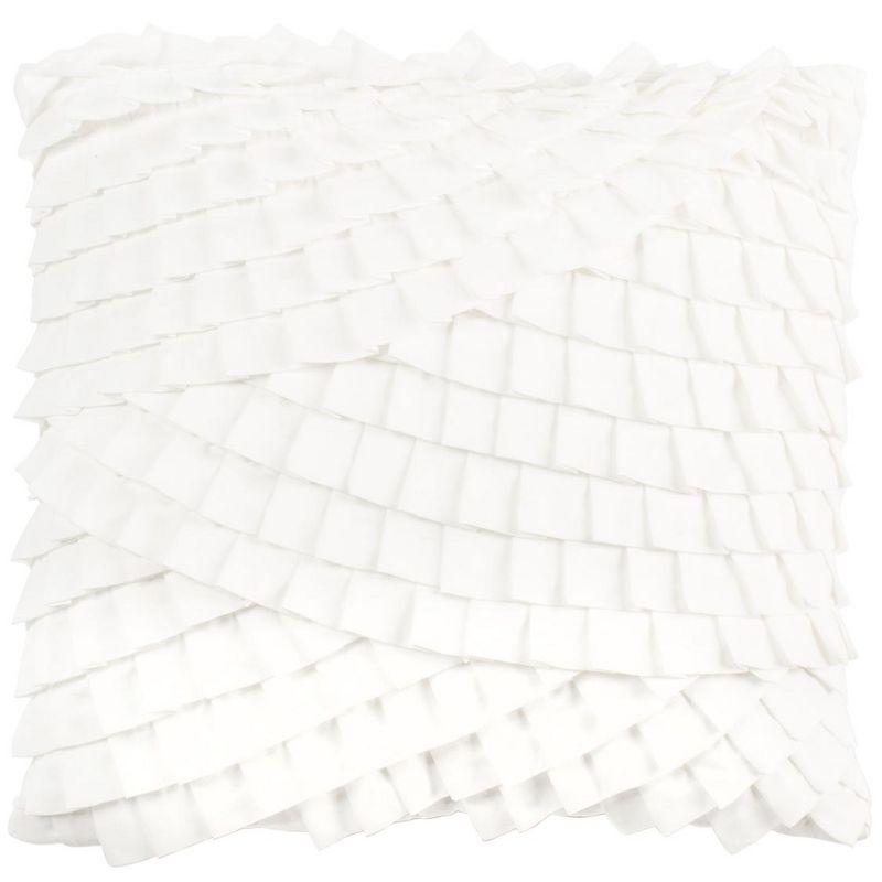 Teagen White Ruffled 18" Square Decorative Pillow