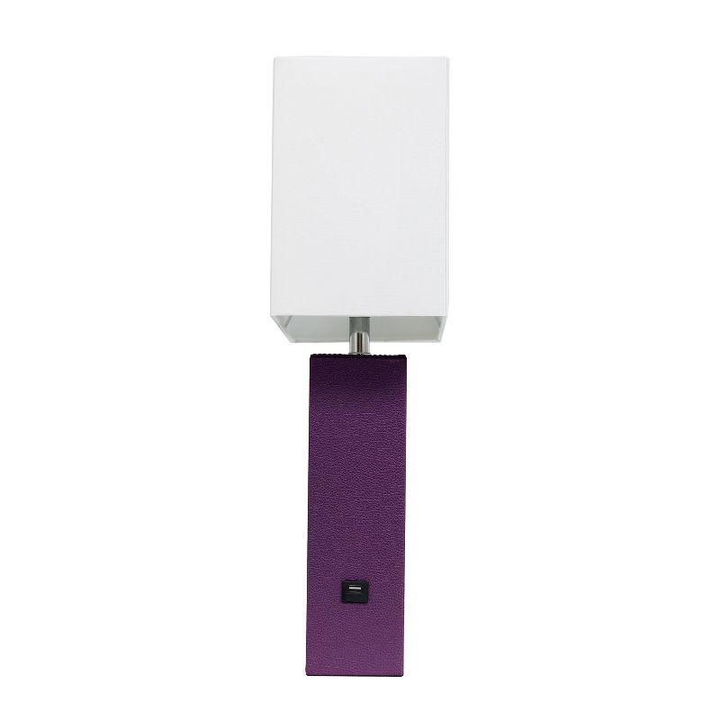 Modern Leather Table Lamp with USB and Fabric Shade - Elegant Designs