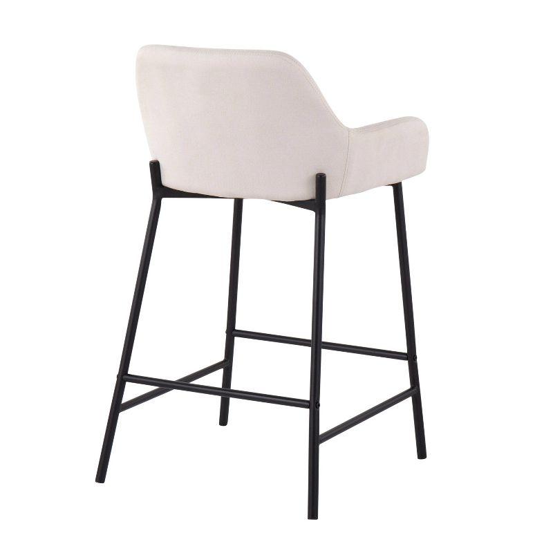 Set of 2 Daniella Metal/Polyester Counter Height Barstools Black/Cream - LumiSource: Upholstered, Spot Clean, Foam Filled, Fixed Height