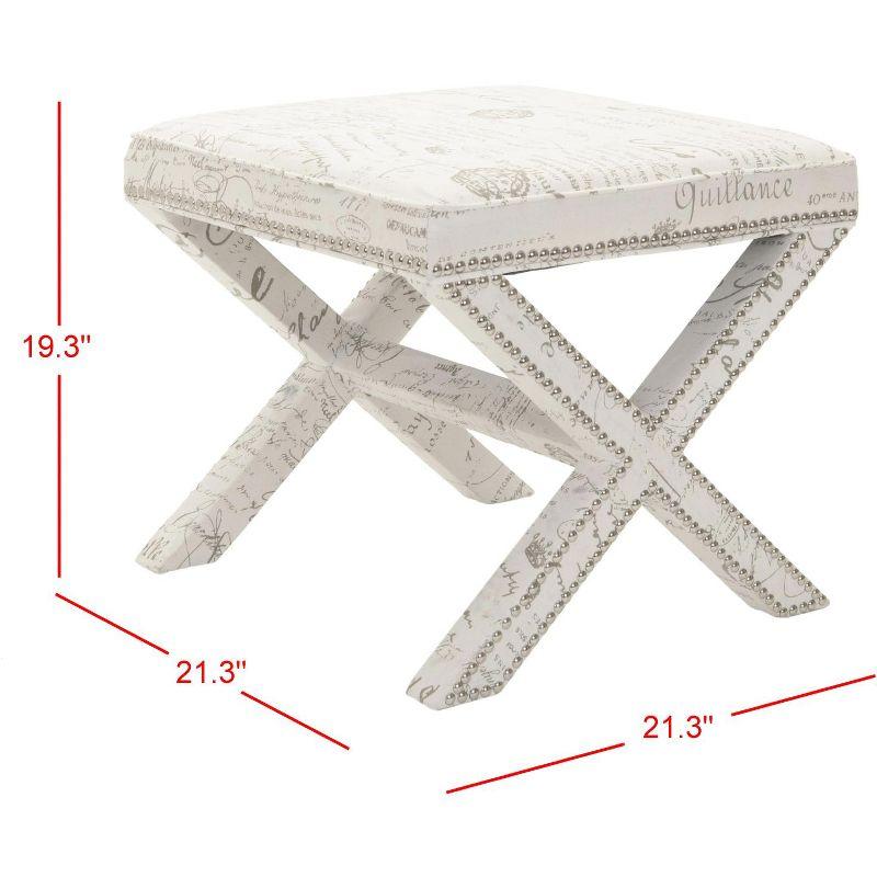 Palmer Ottoman With Silver Nailhead - MCR4589 - Multi/Beige - Safavieh