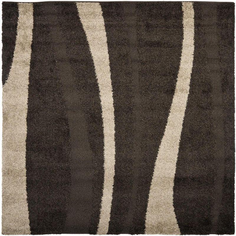 Florida Shag SG451 Power Loomed Indoor Area Rug - Dark Brown/Beige - 5'x5' - Safavieh.