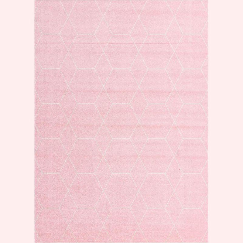 Unique Loom 8' 0 x 11' 0 Trellis Frieze Geometric Light Pink Area Rug