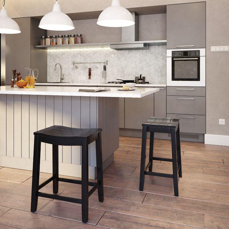 24" Fiddler Wood Backless Counter Height Barstool Black - Hillsdale Furniture: Saddle Seat, Flared Legs