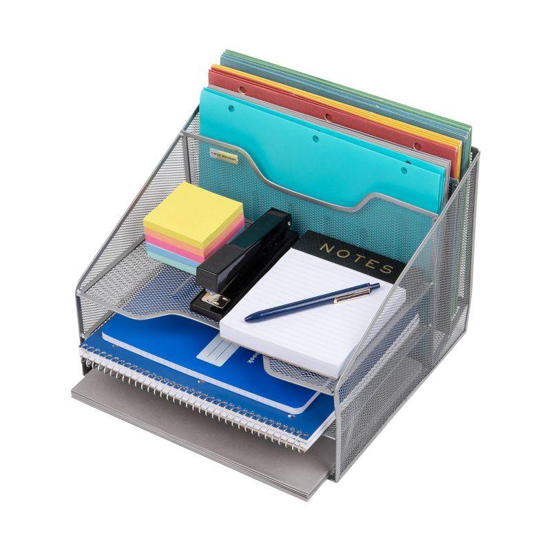 Mind Reader Mind Reader Desktop Organizer, Vertical File Holder, Paper Trays, Office, Metal Mesh, 12.5"L x 11.5"W x 9.5"H