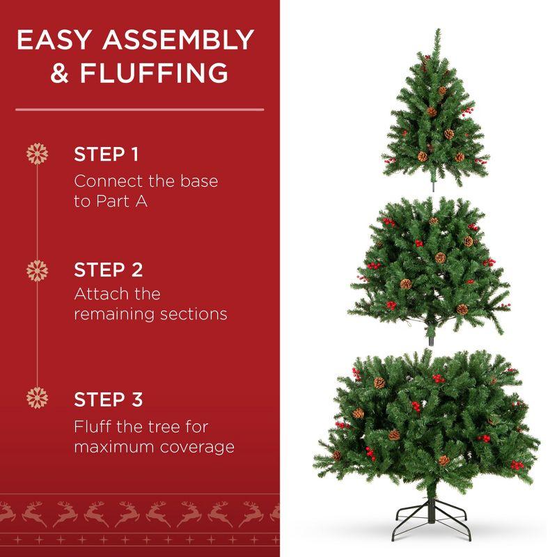 Best Choice Products Pre-Lit Pre-Decorated Holiday Spruce Christmas Tree w/ Tips, Lights, Metal Base