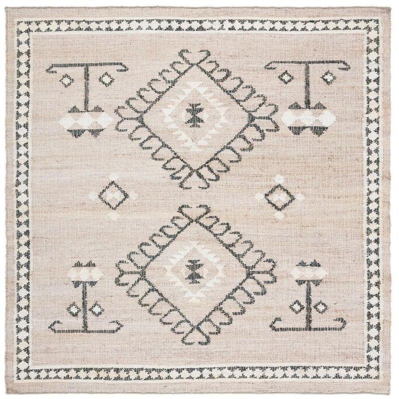 Kilim KLM762 Flat Weave Area Rug - Grey/Black - 7'x7' - Safavieh