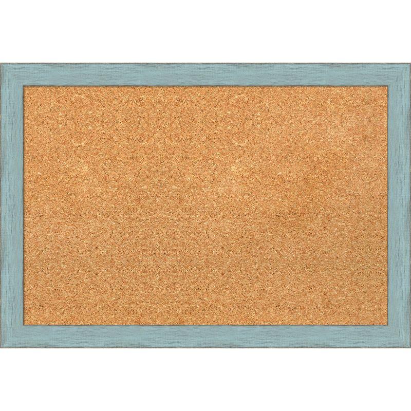 Amanti Art Natural Cork Board Wood Framed Sky Blue Rustic Bulletin Board 26 in. x 18 in.