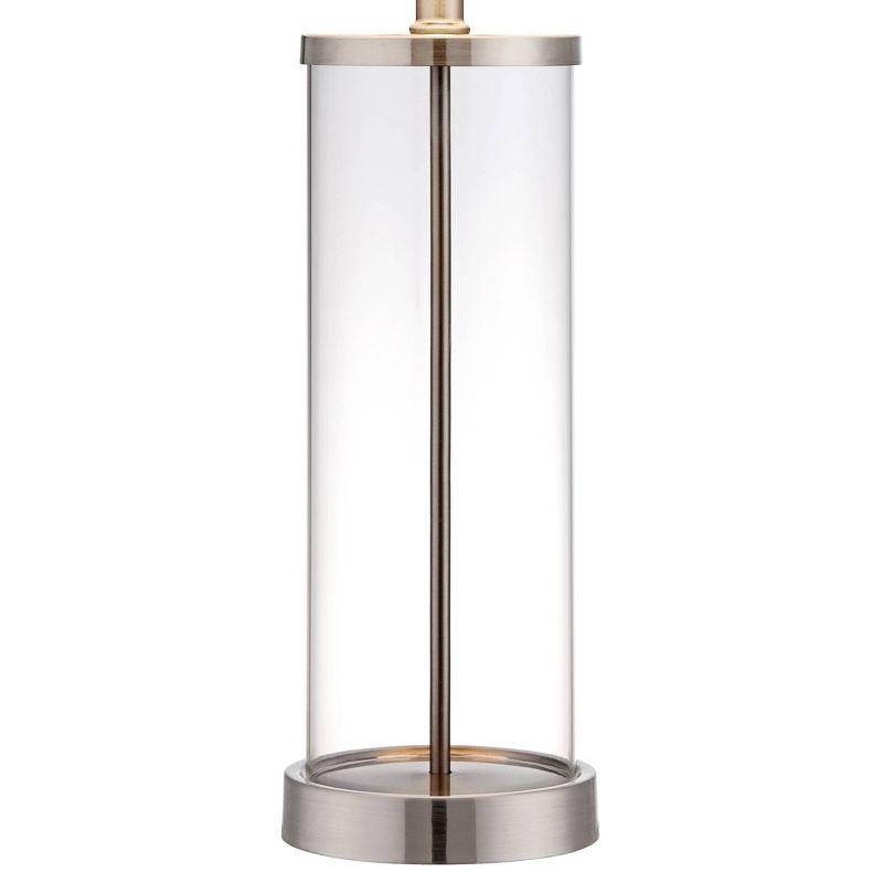 360 Lighting Coastal Table Lamp 26.25" High Clear Glass Cylinder Steel Fillable White Drum Shade for Living Room Family Bedroom Bedside Office