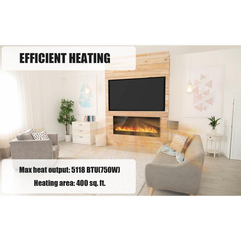 Tangkula 36"/40"/50" Recessed Electric Fireplace Wall Mounted Heater w/Remote Control 750W/1500W mode Adjustable Flame