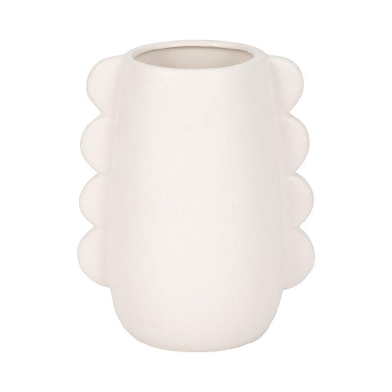 White Ceramic Eared Table Vase, 8"