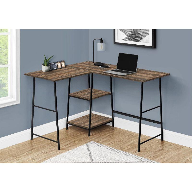 Monarch Specialties Computer Desk Home Office Corner Storage Shelves 48InchL L Shape Work Laptop Metal Laminate Brown Black Contemporary Modern