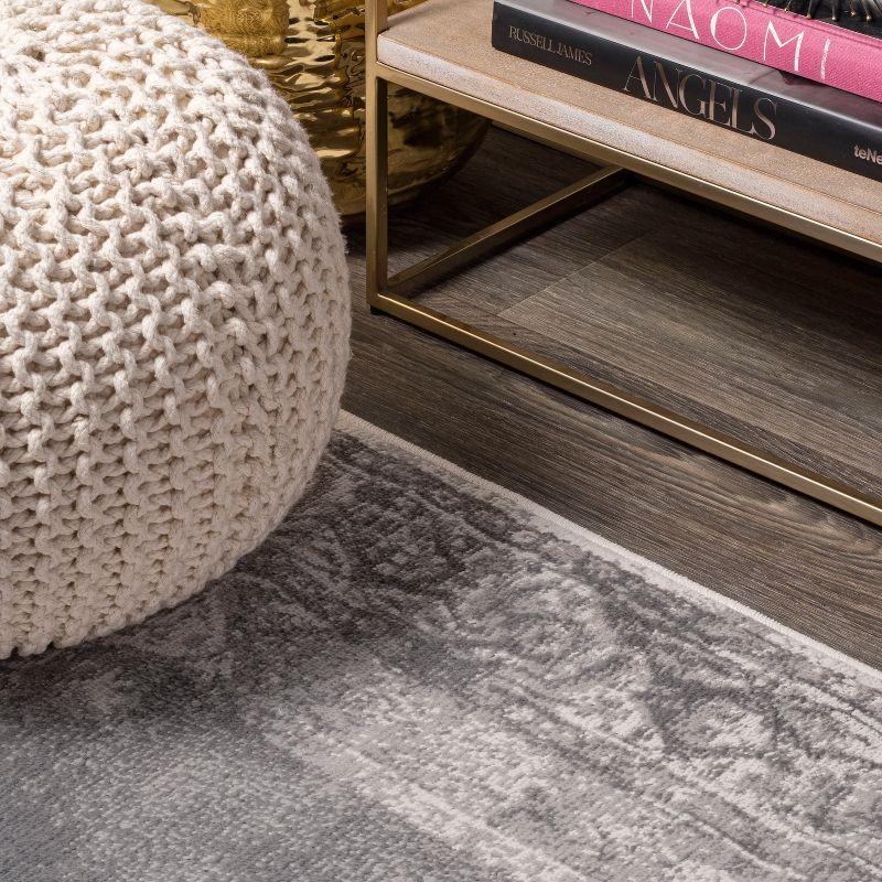 Rosalia 3' x 5' Gray/Dark Gray Synthetic Reversible Round Area Rug