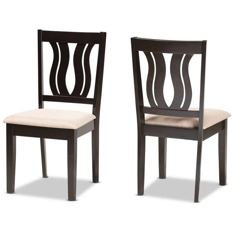 Fenton Sand Upholstered and Dark Brown Wood Dining Chair Set